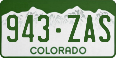 CO license plate 943ZAS