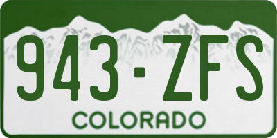 CO license plate 943ZFS