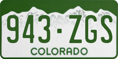 CO license plate 943ZGS