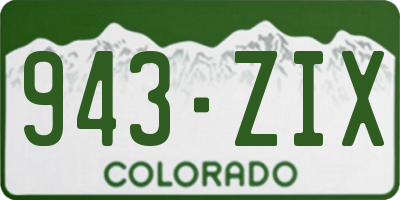 CO license plate 943ZIX