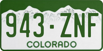 CO license plate 943ZNF