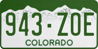 CO license plate 943ZOE
