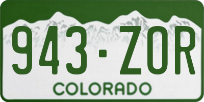 CO license plate 943ZOR