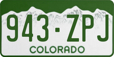 CO license plate 943ZPJ