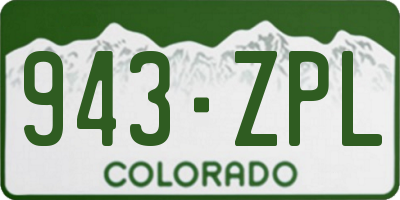 CO license plate 943ZPL