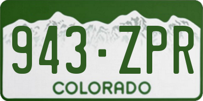 CO license plate 943ZPR