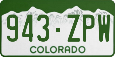 CO license plate 943ZPW