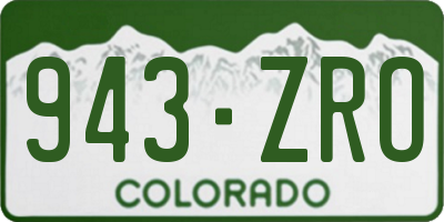 CO license plate 943ZRO