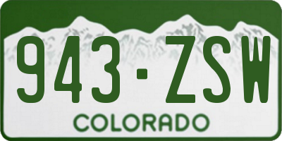 CO license plate 943ZSW