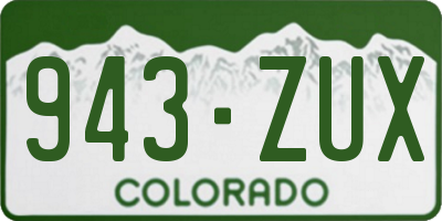 CO license plate 943ZUX