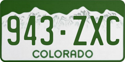 CO license plate 943ZXC