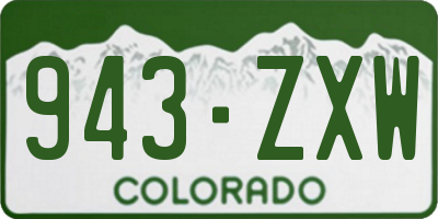 CO license plate 943ZXW