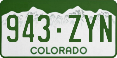 CO license plate 943ZYN