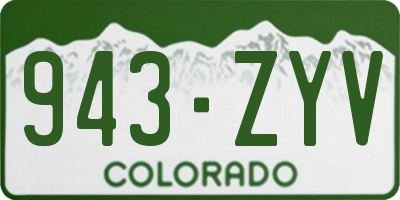 CO license plate 943ZYV