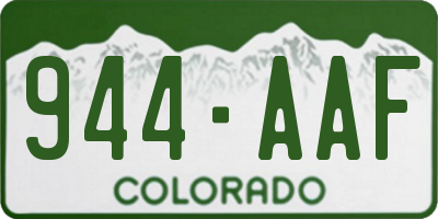 CO license plate 944AAF