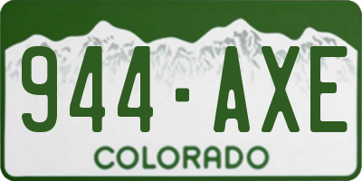CO license plate 944AXE