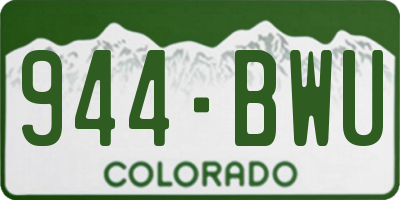 CO license plate 944BWU
