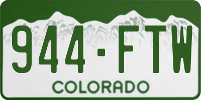CO license plate 944FTW