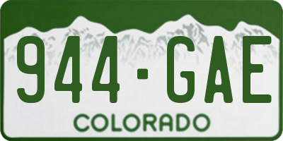 CO license plate 944GAE