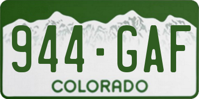 CO license plate 944GAF