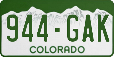 CO license plate 944GAK