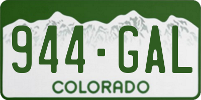 CO license plate 944GAL