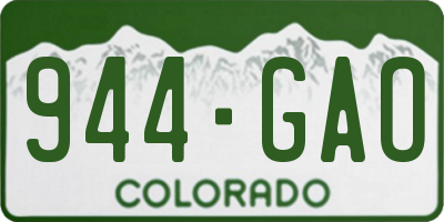 CO license plate 944GAO
