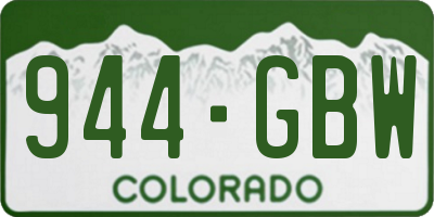 CO license plate 944GBW