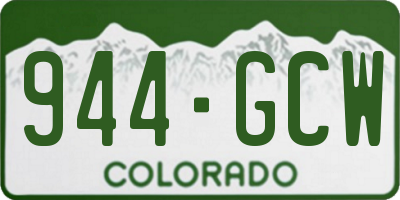 CO license plate 944GCW