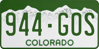 CO license plate 944GOS