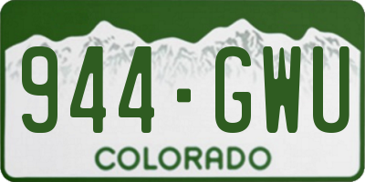CO license plate 944GWU