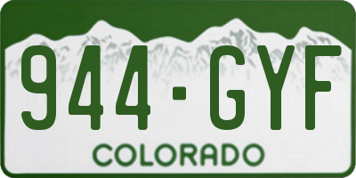 CO license plate 944GYF