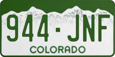 CO license plate 944JNF