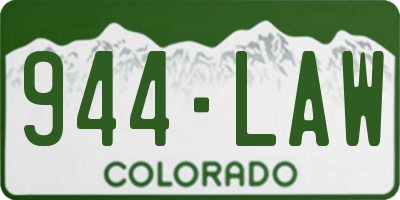CO license plate 944LAW
