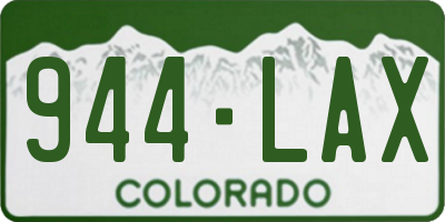 CO license plate 944LAX
