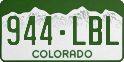 CO license plate 944LBL