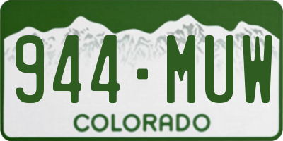 CO license plate 944MUW