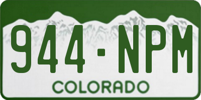 CO license plate 944NPM