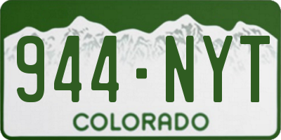 CO license plate 944NYT