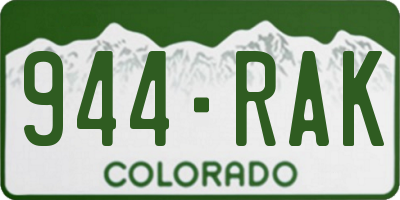 CO license plate 944RAK