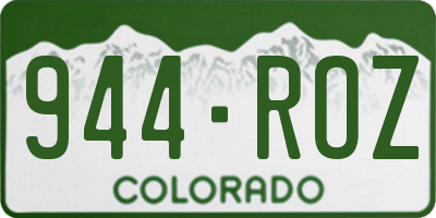 CO license plate 944ROZ