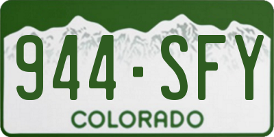 CO license plate 944SFY