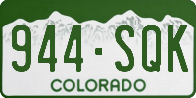CO license plate 944SQK
