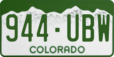CO license plate 944UBW