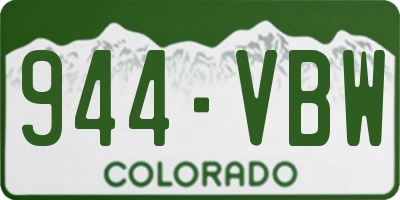 CO license plate 944VBW