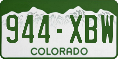 CO license plate 944XBW