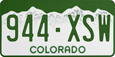CO license plate 944XSW