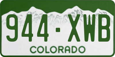 CO license plate 944XWB