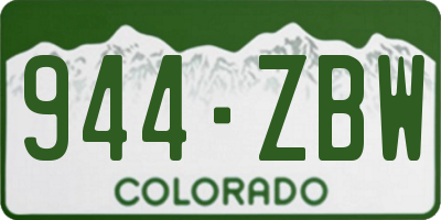 CO license plate 944ZBW