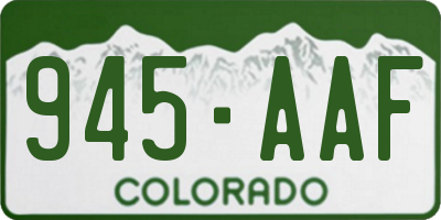 CO license plate 945AAF